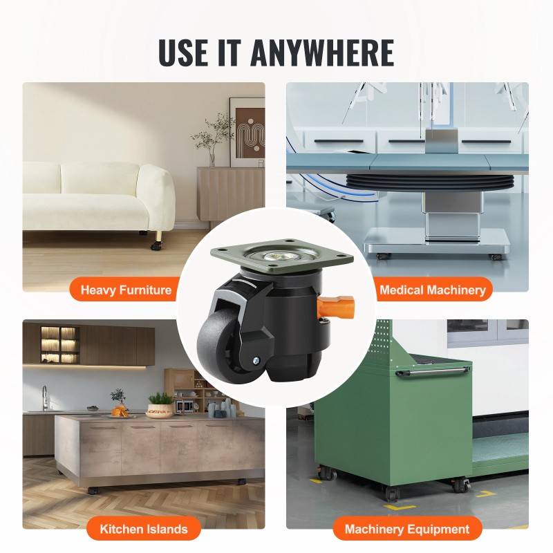 Tasonsäätöpyörät 4 kpl 499 kg 50,8 mm nailon 360 astetta työpenkeille