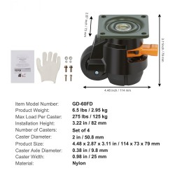 Tasonsäätöpyörät 4 kpl 499 kg 50,8 mm nailon 360 astetta työpenkeille