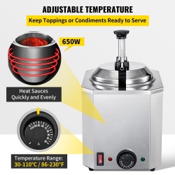 Kastikelämmitin annostelupumpulla ruostumatonta terästä 2,3 l 30–110 °C 10–30 ml