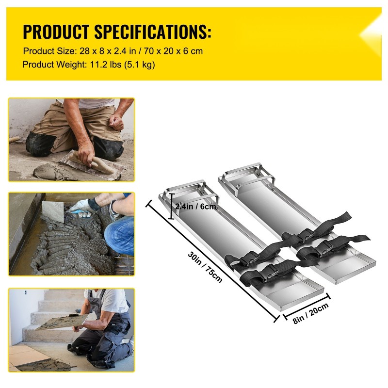 Betonipoljinlaudat ruostumattomasta teräksestä 75x20 cm 2 kpl betonin viimeistelyyn