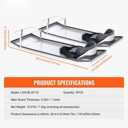 Polvelaudat ruostumatonta terästä 747×255 mm 2 kpl polvityynyillä ja säädettävillä hihnoilla