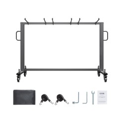 Taittotuolien kuljetuskärry Q235-rautainen runko 42 tuolia 181 kg jarrulliset pyörät mattamusta