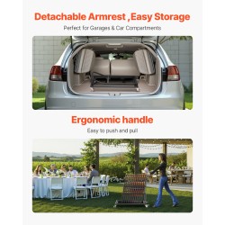 Metallinen taittuva tuolivaunu Q235 rauta L-muotoinen 25 taittotuolille 136 kg kantavuus mattamusta