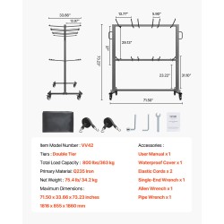 Taittotuolivaunu teräsrunko kaksitasoinen kahdeksankymmentäneljä tuolia mattamusta jarrullisilla kumipyörillä