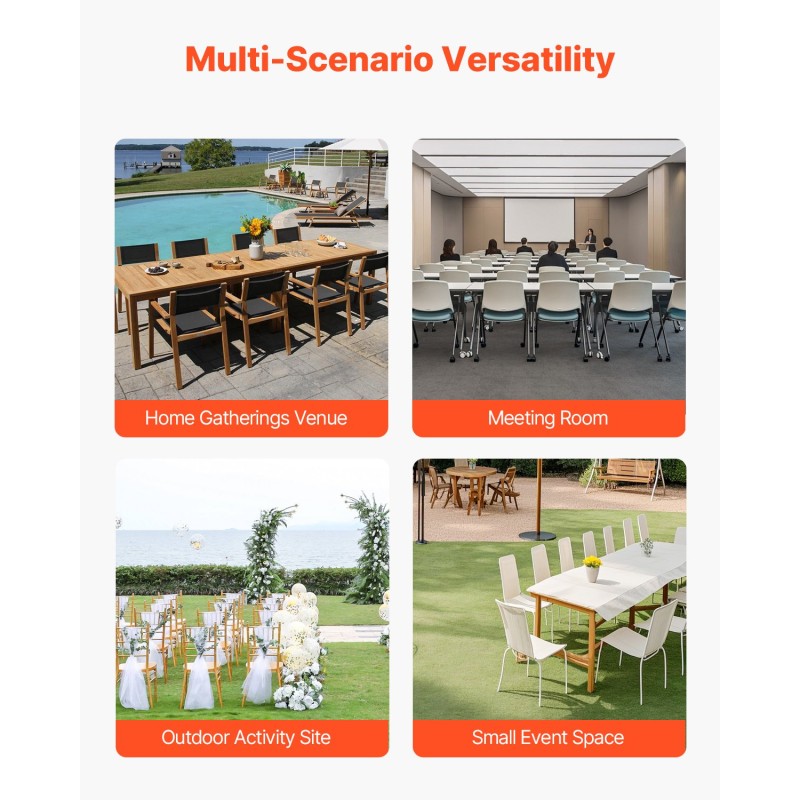 Taittotuolivaunu Q235-teräs 68 kg kantavuus 10 taittotuolia kumipyörillä mattamusta