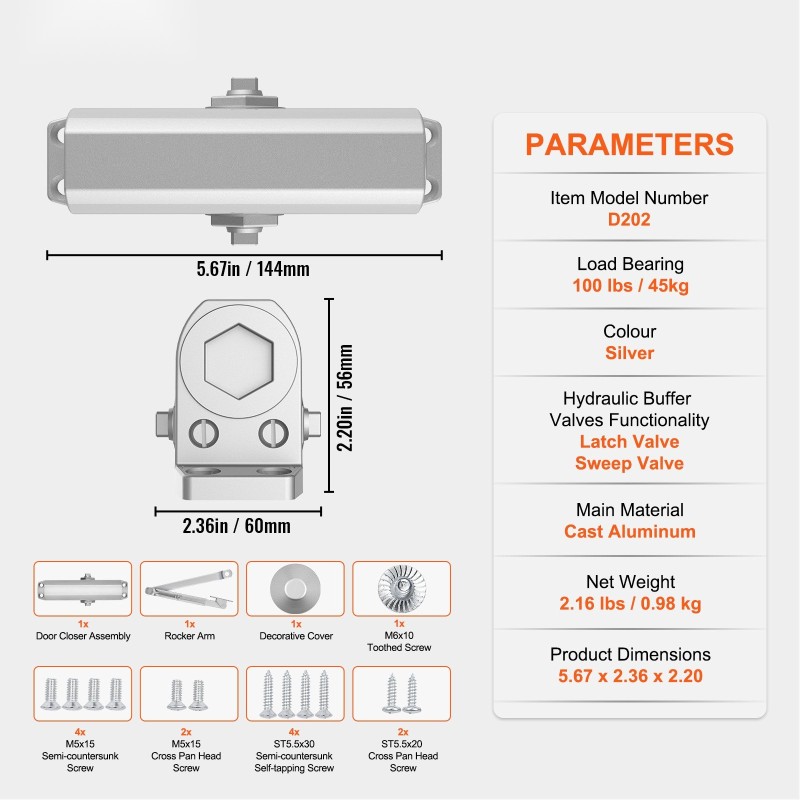 Ovensuljin valettu alumiini hydraulinen säädettävä 45 kg sisä ja ulkokäyttöön