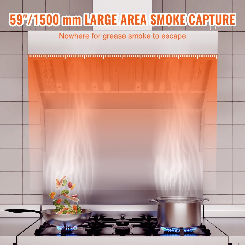 Liesikupu ammattikeittiöön 201-ruostumatonta terästä 1,5 m 2 irrotettavaa U-muotoista öljysuodatinta