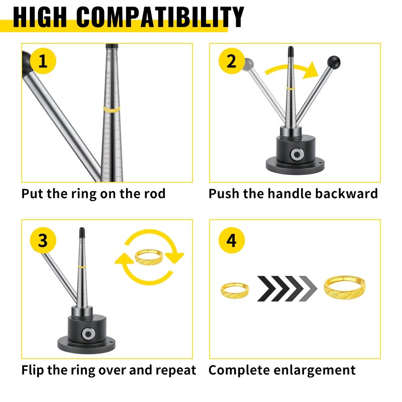 Sormuksenvenyttäjä pallografiittivaluraudasta 4-uraisella kartiolla US-koko 1–14 EUR-koot 41–71