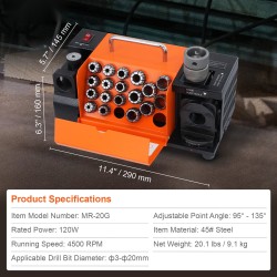 Poranterän teroitin 3–20 mm 18 istukkaa säädettävä 95–135 asteen kulma