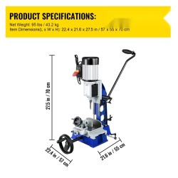 Pöytämallinen tappireikäkone täyskuparimoottori 0,5HP 1700RPM valurautainen työpöytä 13mm istukka