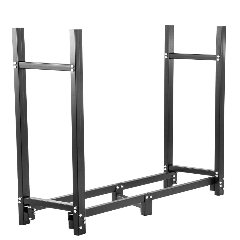 Polttopuuteline teräksinen 6-jalkainen 183.5x36.2x122 cm musta ulkokäyttöön PVC-suojapeitteellä 590 kg