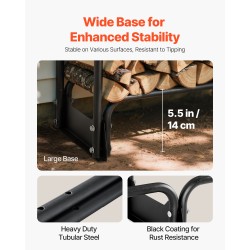 Polttopuuteline 2,4 m teräsrunko 600D Oxford suojapeitteellä musta