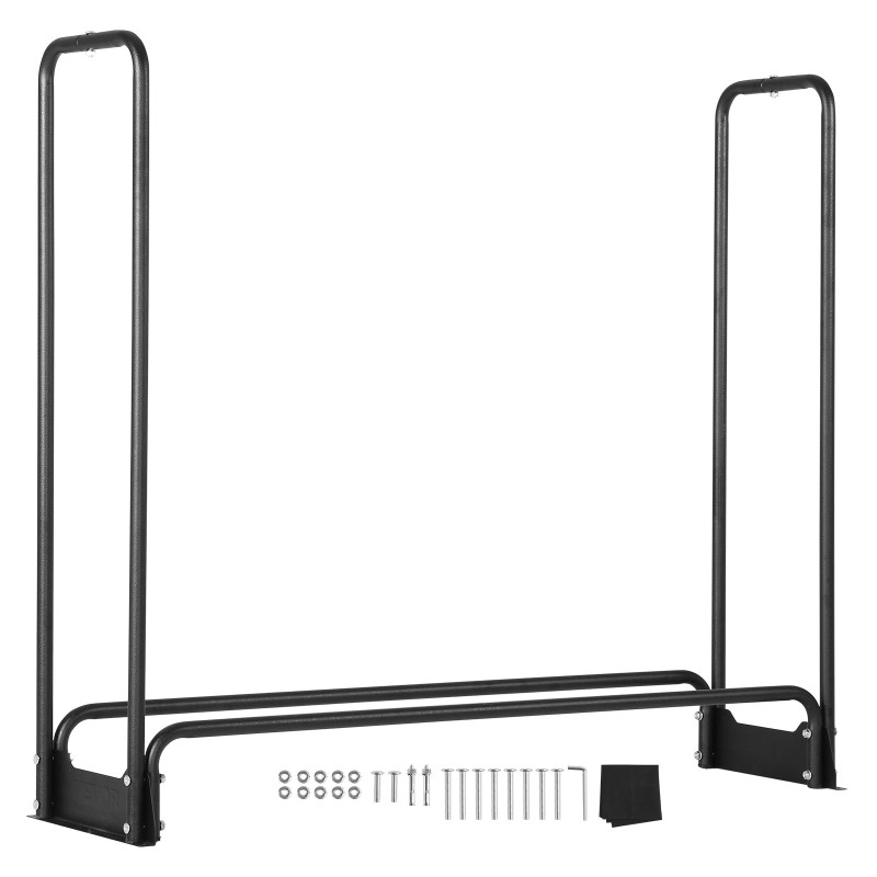 Polttopuuräkki tukeva putkiteräs 132 x 36 x 117 cm 600D vedenpitävällä suojapeitteellä