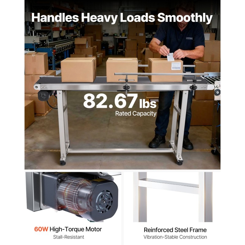 Moottoroitu antistaattinen PVC-kuljetinhihna 201 ruostumaton teräsrunko 1498x198 mm portaattomasti säädettävä