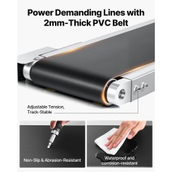 Moottoroitu antistaattinen PVC-kuljetinhihna 201 ruostumaton teräsrunko 1498x198 mm portaattomasti säädettävä