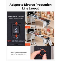 Moottoroitu antistaattinen PVC-kuljetinhihna 201 ruostumaton teräsrunko 1498x198 mm portaattomasti säädettävä