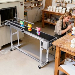 Moottoroitu antistaattinen PVC-kuljetinhihna 201 ruostumaton teräsrunko 1498x198 mm portaattomasti säädettävä