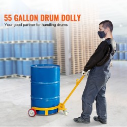 Tynnyrivaunu teräs maksimikuorma 544 kg 55 gallonan matala profiili säädettävä kahva