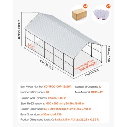Metallinen autokatos galvanoidusta teräksestä 4x8x3,15m irrotettavilla sivuseinillä