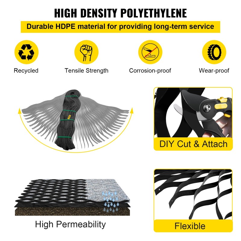 Maaverkko HDPE-muovi 8,2 x 1,2 m 5,1 cm syvyys musta 1 kpl