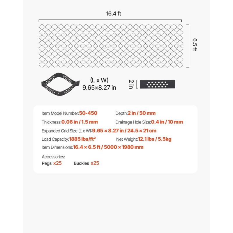soraritilä 50 mm syvä 5000×1980 mm läpäisevä ajoteille ja pihoille