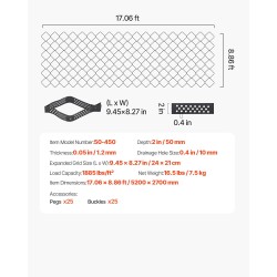Läpäisevä soraverkko 50 mm 5200 x 2700 mm ajoteille ja pysäköintiin