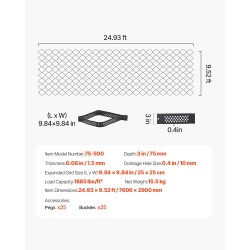 Soraritilä 75 mm syvyys 7600 x 2900 mm vedenläpäisevä ajoteille ja pihalle