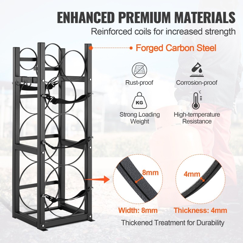 Sylinteriteline hiiliterästä 325×330×928 mm kolmitasoinen 5 säiliölle jauhemaalattu