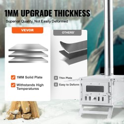 Puukamiina ruostumatonta terästä 203 cm korkea 8 piippua 11471 cm³ tulipesä telttakäyttöön