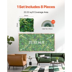 Tekoheinäseinäpaneelit 3D-lehdistö PE-muovia 500x500x50 mm 8 kpl yksityisyyssuojaksi