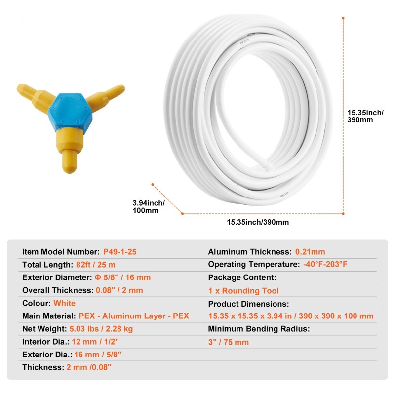 PEX-AL-PEX alumiini-muovikomposiittiputki 25 m 16 mm 2 mm lattialämmitykseen