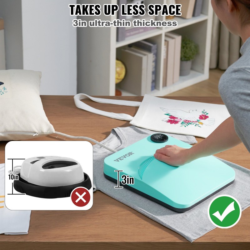 Lämpöprässi tekstiileille 30x25 cm PTFE-pinnoitettu kannettava T-paidoille