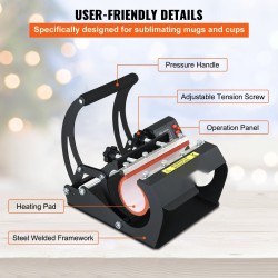 Mukiprässi teräsrungolla silikageelimatolla 11,5 cm ja 22 cm puristimilla värillisellä näyttöpaneelilla