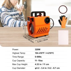 Pieni mukilämpöpuristin keraamisille ja teräsmukeille digitaalinen ajastin sopii 8,2–8,7 cm halkaisijalle