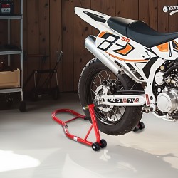 Moottoripyörän takapyöräteline teräs 850 paunan kantavuus kompaktit mitat punainen