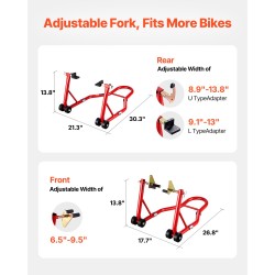 Moottoripyörän etu- ja takatelineyhdistelmä 850 paunan kantavuus sinkkiseospinnoitetut haarukat