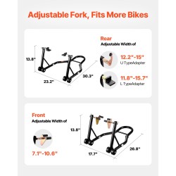 Moottoripyörän etu- ja takateline teräsrunkoinen 3-pisteisellä jalustalla useimmille urheilumoottoripyörille