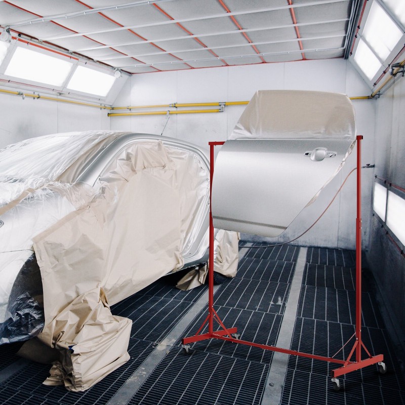 Maalausteline teräsrunkoinen säädettävä 1,52–2,13 metriä 30 kilogramman kantavuus 8 koukkua auton osille