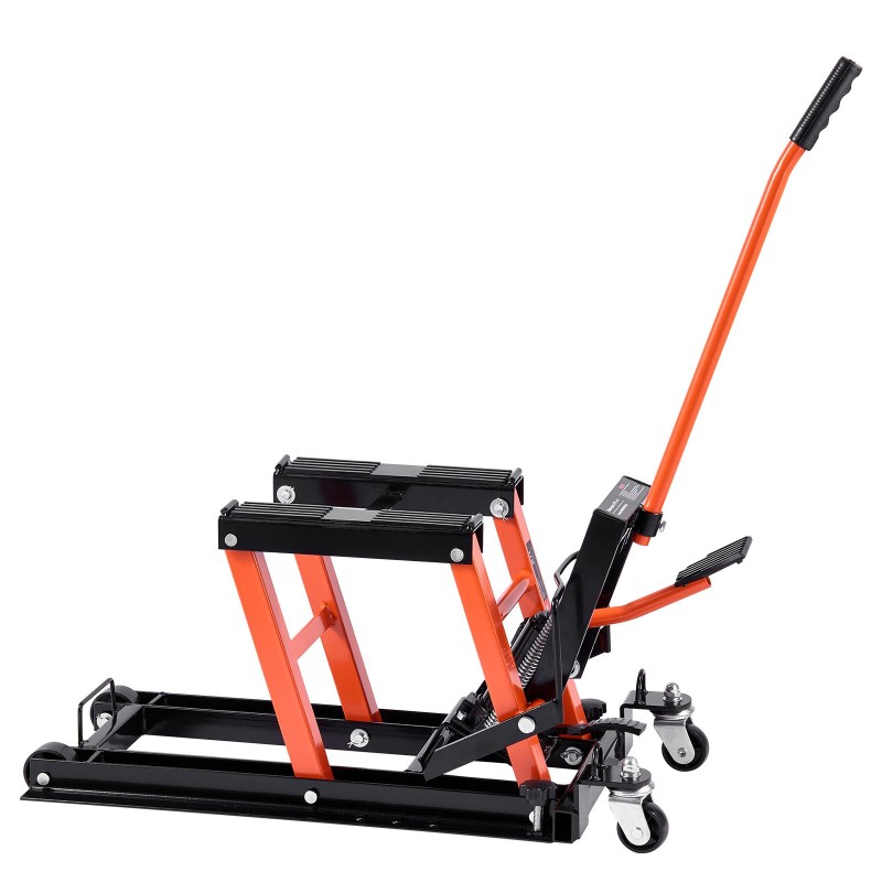 Hydraulinen moottoripyöränostin 0,7 tonnia 120–385 millimetriä nostokorkeus 360 asteen pyörillä