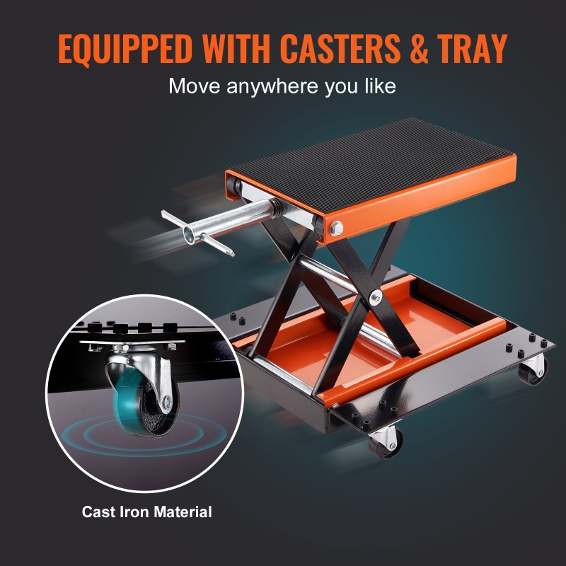 Saksinostin moottoripyörille ja mönkijöille 499,5 kg leveä liukumaton taso käsikäyttöinen kampi