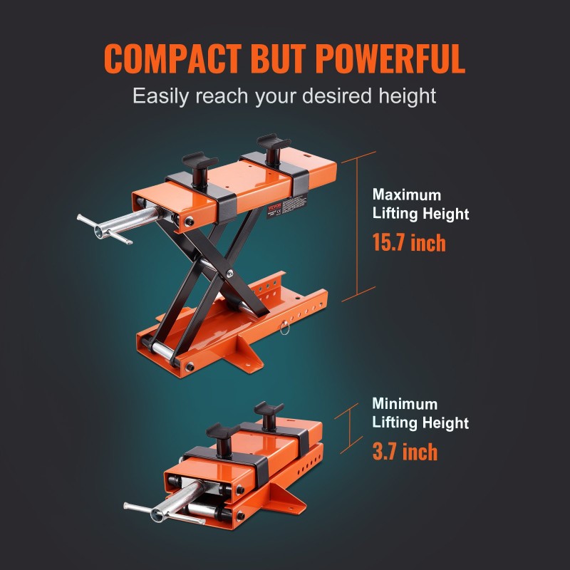Saksinostin moottoripyörille ja ATV-ajoneuvoille 0,5 tonnia 95–400 mm irrotettava kampikahva