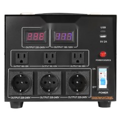 Jännitemuunnin 3000W kaksisuuntainen 110V ja 220V metallikotelo 8 pistorasiaa USB- ja Type-C-liitännät