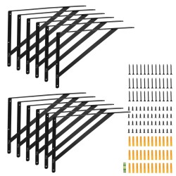 Hyllynkannattimet hiiliterästä 460 x 305 mm 12 kpl mattamusta