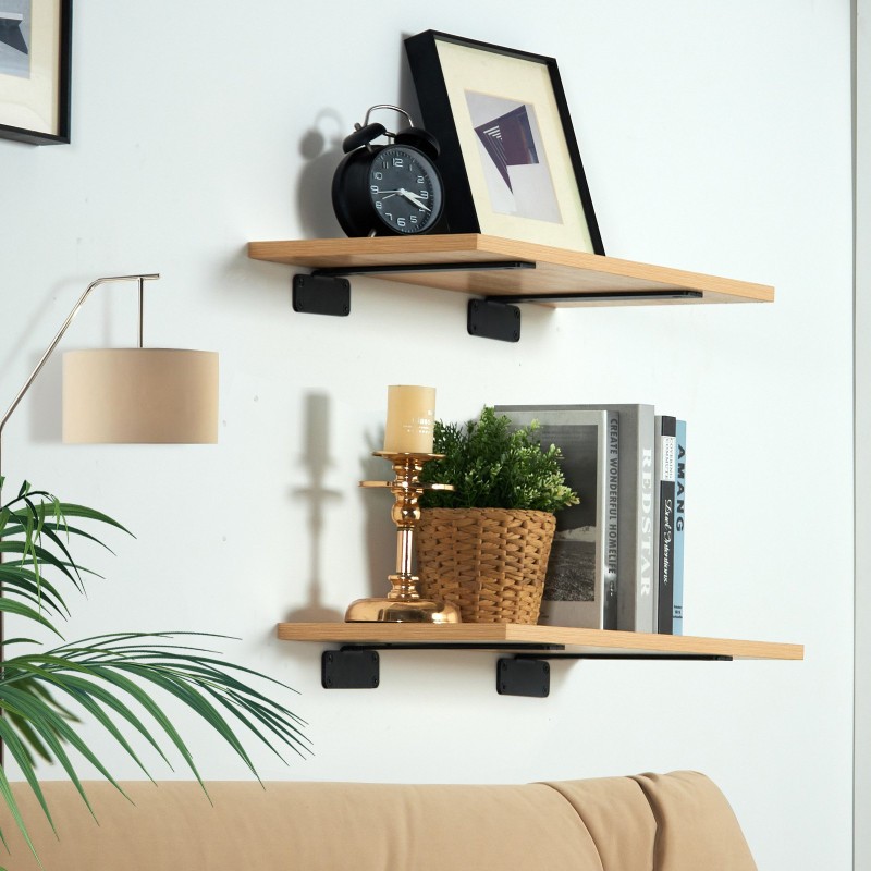 Hyllynkannattimet hiiliterästä 5 mm mattamusta 261x100x45 mm 6 kpl