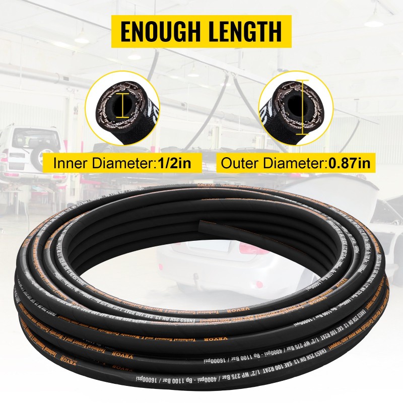 Hydrauliletku synteettistä kumia puoli tuuman 30,5 metrin kahdella teräslankapunoksella