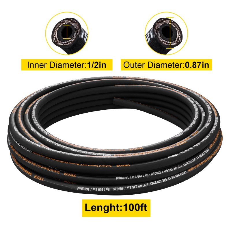 Hydrauliletku synteettistä kumia puoli tuuman 30,5 metrin kahdella teräslankapunoksella