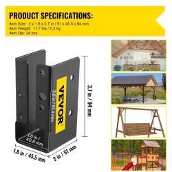 Palkkikengät Q235-teräs 2x4 24 kpl piilolaippa pulverimaalattu musta