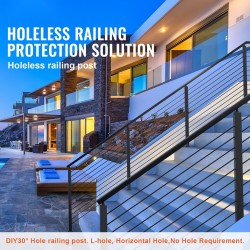 Reiätön kaidepylväs esiporattu jalusta SUS304 ruostumaton teräs 106,7 cm musta