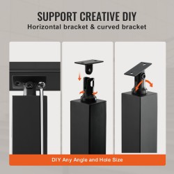 Reiätön kaidepylväs esiporattu jalusta SUS304 ruostumaton teräs 106,7 cm musta