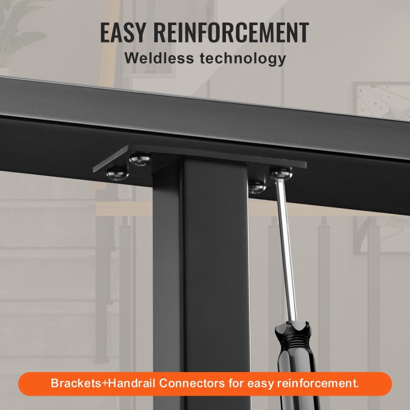 Kaapelikaidantolppa 36 tuuman 1,5×1,5 tuumaa ruostumaton teräs musta reiätön